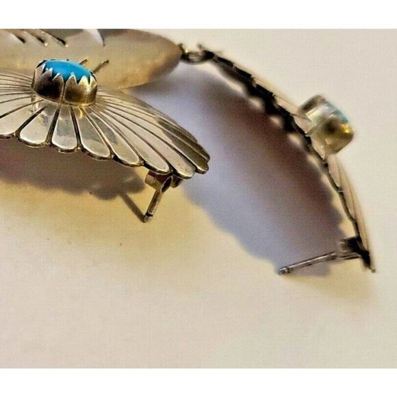 Navajo Concho Feather silver turquoise earrings NAE 1094 - Picture 4 of 5